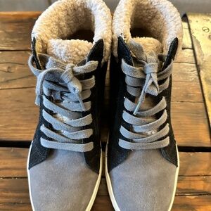 Women's Black and Gray High-Top Sneakers